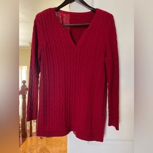 Classic red cotton cable knit sweater from Ralph Lauren. GUC